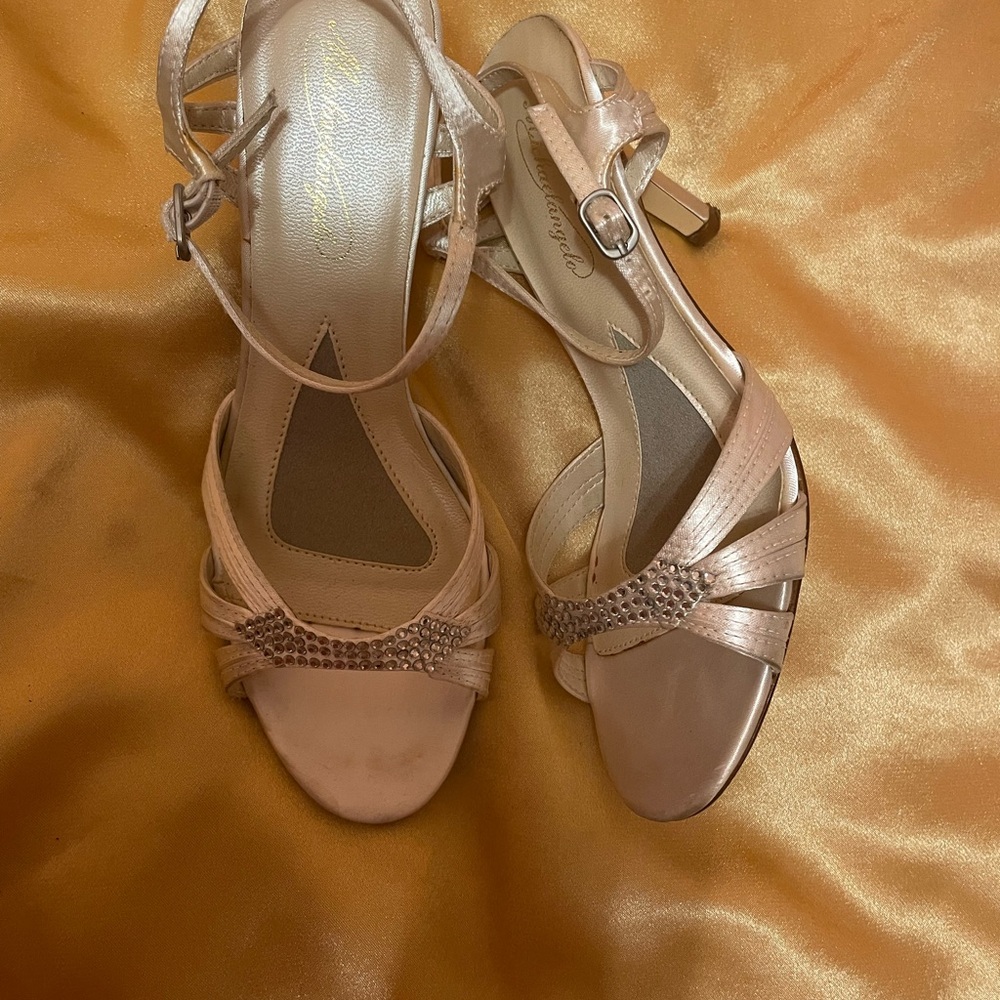 Elegant Women's Rhinestone Ankle-Strap Sandals - Blush